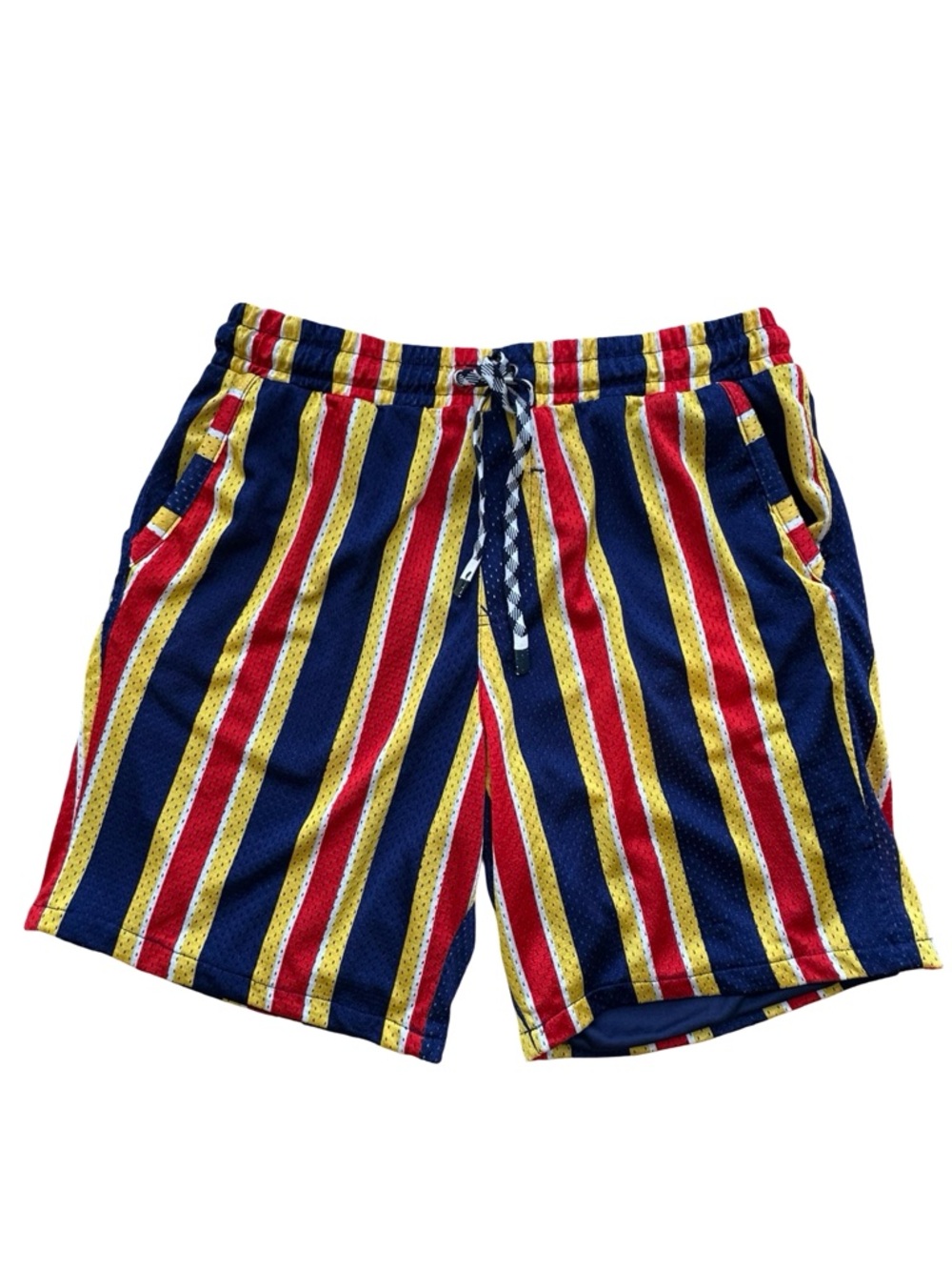DRILL CLOTHING CO. Red Blue & Yellow Graphic Shorts Size Large